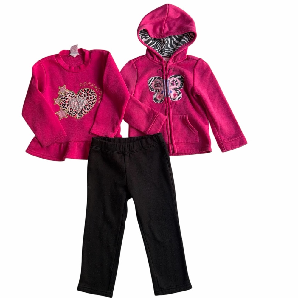 KIDS HEADQUARTERS Baby Girls Hoodie 3 Piece Sweatpant Set